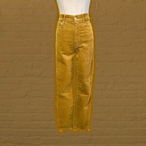 MOTHER Denim ‘High Waisted Looker Ankle Chew’ Corduroy Pant in “Okra” Size 24